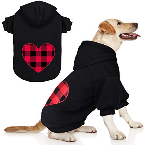 Dog Hoodie Sweater Sweater for Dogs Pet Clothes Black Buffalo Plaid Warm and Soft Breathable Cozy(L) - color: Heart, size: Large