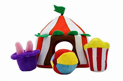 HugSmart Pet – Happy Circus |Squeaky Hide and Seek Plush Dog Toys | Cute Interactive Plush Puzzle Toys for Small/Medium Dogs (Happy Circus)