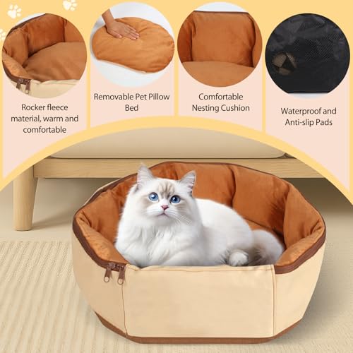 2-in-1 Convertible Pet Sling Carrier & Bed - with Breathable Mesh, Adjustable Strap & Pocket，for Travel, Vet Visit & Home Use, Up to 22lbs (KAKI) - color: KAKI