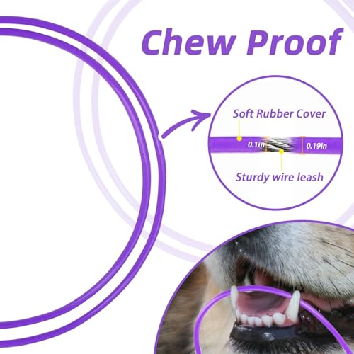 PUPTECK Chew Proof Dog Leash with Detachable Short Leashes Padded Handle Reflective, Heavy Duty Steel Cable Lead for Small Medium Large Dogs Training Walking, Purple 4.9ft - color: Purple