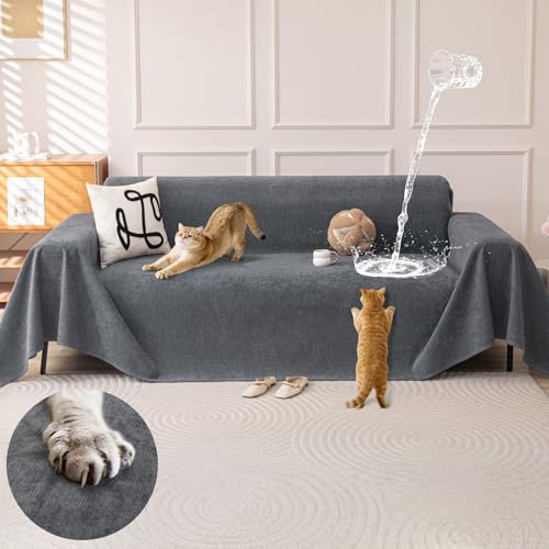 Waterproof Couch Covers for Pets, Couch Protector from Cat Claws, Washable Sofa Covers for 2-3 Cushion Couch, Sectional L Shaped Slipcover Loveseat Furniture Protector for Dogs, 71"x118", Dark Grey - color: Waterproof Dark Grey, size: 71" x 118"