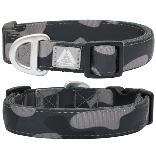 Soft Padded Dog Collar, Neck 12’’-20’’, Adjustable Heavy Duty Collar with 3M Reflective Logo for Medium, Large Dogs, Camo Dark Gray, Medium - color: Camo Dark Grey, size: Medium (Neck 12''–20'')