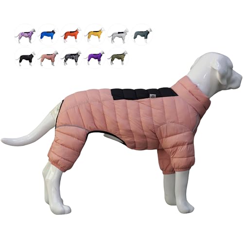 Warm Dog Coat, 4 Legs Covered Waterproof Windproof Reflective Vest, Zippered Adjustable Outdoor Snow Jacket for Small Medium Large Dogs, Lotus Pink M - color: Lotuspink, size: M (12.5inch Back)