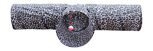 Feline Ruff 3 Way Cat Tunnel. Extra Large 12 Inch Diameter and Extra Long. A Big Collapsible Play Toy. Wide Pet Tunnel Tube for Rabbits, Kittens, Large Cats, and Dogs (Animal Print) - color: Animal Print