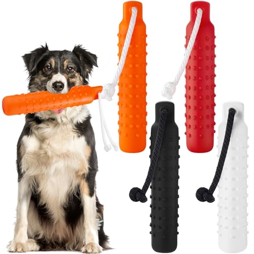 Blueweenly 4 Pcs Dog Bumper Toy for Water Retrieving Plastic Puppy Training Dummy Dog Float Toy Lightweight for Float on The Water Pool Outdoor Training Hunting Fetching (Polychrome) - color: Polychrome
