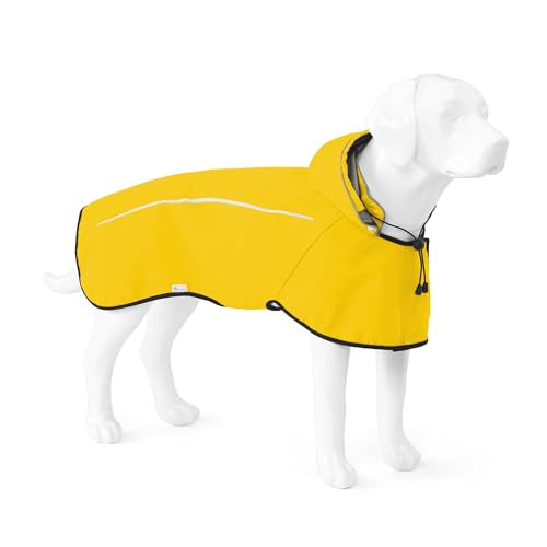 Mile High Life Dog Raincoat, Adjustable Waterproof Pet Rain Jacket, Reflective Hooded Poncho for Small Medium Large Dogs, Lightweight Breathable Pet Rain Coat (Yellow,M Chest 22"-28") - color: Yellow, size: Medium