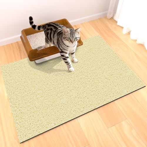 Extra Large Cat Litter Mat 30"x24",Heavy-Duty Litter Rug Catcher with Deep Textured Surface,Non-Slip Kitty Litter Mat Waterproof & Easy Clean, Ideal for Multiple Cats, Beige - color: Beige, size: 30“ x 24”