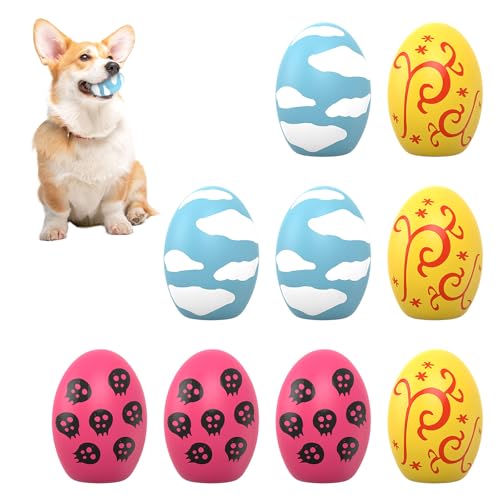Squeaky Dog Toys, Soft Chewing Dog Balls, 9 Pcs Interactive Squeak Fetch Playing Pet Toy, Durable Bouncing Toys to Keep Them Busy, 2.6" Egg Ball for Puppies Small Breeds - style: 9 Pack