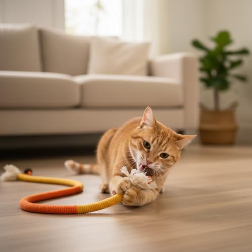 Cat Chew Rope Durable Safe : 3Pcs Natural Organic Cotton Kitten Teething Toy for Indoor Cats, Catnip-Infused Chew Toys for Interactive Boredom Relief & Teeth Cleaning
