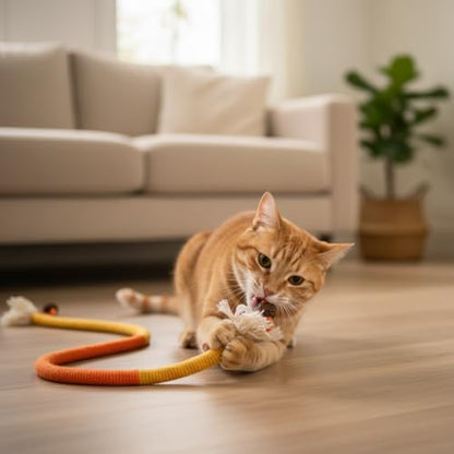 Cat Chew Rope Durable Safe : 3Pcs Natural Organic Cotton Kitten Teething Toy for Indoor Cats, Catnip-Infused Chew Toys for Interactive Boredom Relief & Teeth Cleaning