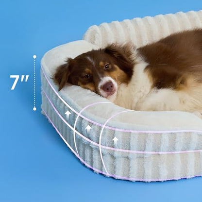 LE SURE Cute Dog Beds Large Sized Dog, Orthopedic Waterproof Large Pet Bed with Sides, High Back Non-Slip Bottom and Egg-Crate Foam Pet Couch Sofa with Washable Removable Cover, Beige - color: Beige, size: 35.0"l X 25.0"w X 7"th