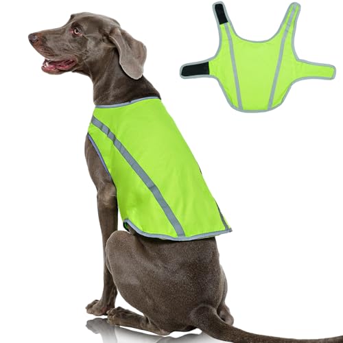 FUAMEY Dog Reflective Vest for Large Dogs,Dog Hunting Vest High-Visibility Dogs Safety Vest for Night Walking Water-Resistant Service Pet Gear Adjustable Outdoor Activities Neon Green XXXL - color: Green, size: 3X-Large