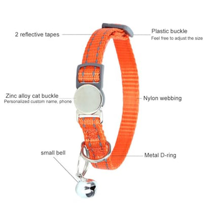 Red Cat Collar with Bell & Breakaway, Reflective Kitten Collar with Bells, Soft Nylon Break Away Dog Collar for Xs Small Tiny Puppy, Neck 7-11 Inch - color: Red