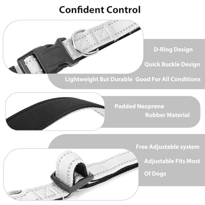 Reflective Dog Collar Padded with Soft Neoprene Breathable Quick Release Basic Dog Collars for Puppy Small Dogs Girl Boy Xs Silver - color: Silver, size: XS:width 5/8"neck 8-10.5"