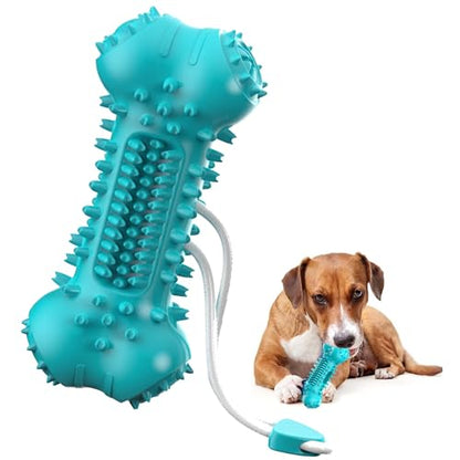 Dog Toys for Aggressive Chewers,Long-Lasting Natural Rubber Toy with Squeaky Interactive Dog Toys for Large Medium Small Breed,Dog Toothbrush Bone Toys