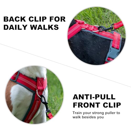 Plutus Pet No Pull Dog Harness, Adjustable Nylon Harness with Soft Padding, Reflective and Heavy Duty Dog Harness for Small, Medium, Large Dogs(Red, XS) - color: Red, size: XS