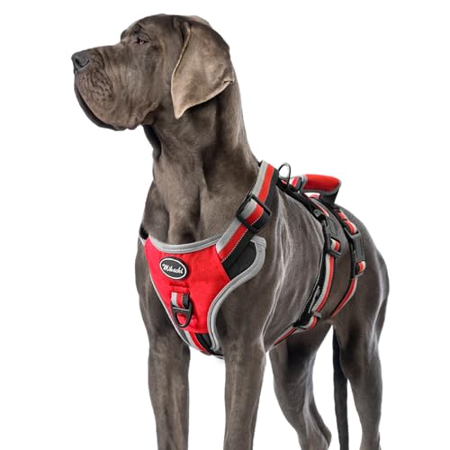 Escape Proof Dog Harness - No Pull Dog Harness with Handle, Soft Padded Reflective and Adjustable Full Body Pet Harness Vest for Medium Large Dogs Walking Hiking Training, Red X-Large - color: Red, size: X-Large