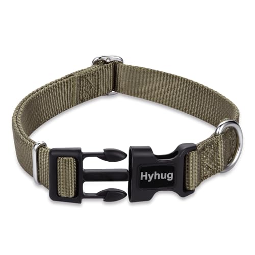 Medium Dog Collar, Green:Heavy-Duty Quick-Release Nylon Buckle, Adjustable & Durable, Cute Dog Collar (Medium, Military Green) - color: Military Green, size: Medium