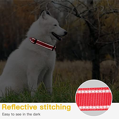 HEELE Dog Collar, Reflective Dog Collar, Soft Neoprene Padded Breathable Nylon Pet Collar Adjustable for Small Dogs Puppy, Red, XS(7.87-11.81") - color: Red, size: X-Small (7.87-11.81")
