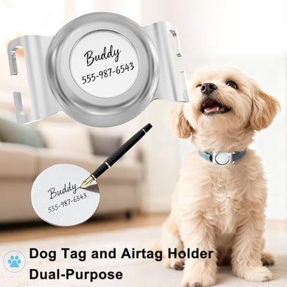 SANKALA Airtag Dog Collar Holder, Chew-Proof Stainless Steel & Waterproof Airtag Holder, Slide-On Opening Design, Fits Snap Closure Collars, Full Coverage Protective Case (Medium, 1 Pack) - size: Medium