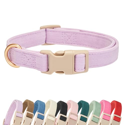 Soft Cotton Dog Collar Adjustable Corduroy Dog Collars for Small Medium Large Dogs(Purple,Small) - color: Purple, size: Small