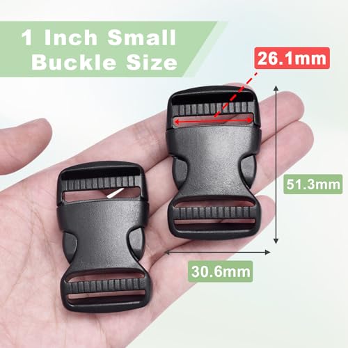 CooBigo 10 Pack Plastic Side Release Buckle 1" Dual Adjustable Outdoor Camping Tactical Backpack Belt Strap Webbing Bag Hardware Accessories 1" Dual Release Buckel Black - color: B#: 1"(10pcs)