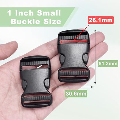 CooBigo 10 Pack Plastic Side Release Buckle 1" Dual Adjustable Outdoor Camping Tactical Backpack Belt Strap Webbing Bag Hardware Accessories 1" Dual Release Buckel Black - color: B#: 1"(10pcs)