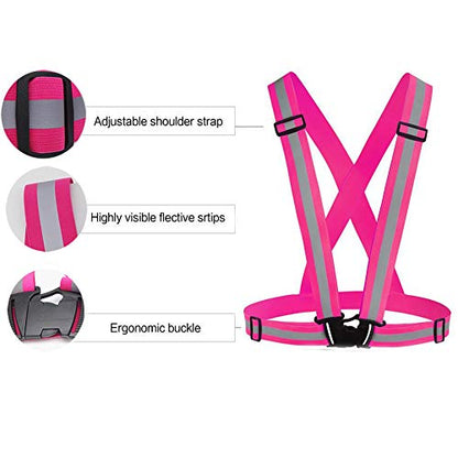 Chiwo Reflective Vest Running Gear 2Pack, High Visibility Adjustable Safety Ves for Night Cycling,Hiking, Jogging,Dog Walking - color: Green Pink