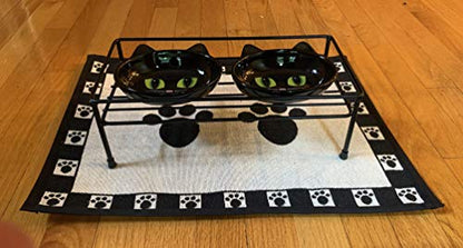 PetRageous 81030 Gizmo's Set The Table Steel Frame Dog Feeder, 3-Inch Tall Dining Table by 13-Inch Long and 5.75-Inch Wide, Holds Two 5.5-Inch Diameter Bowls, for Small and Medium Dogs and Cats, Black - size: 3-Inch Height