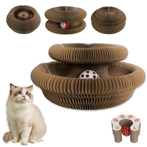 Cat Toy,Cat Scratchers for Indoor Cats,Foldable Magic Organ Cat Scratcher,Interactive Accordion Cardboard Cat Scratch Pad,Cat Toy Interactive for Indoor Cats Boredom Relief