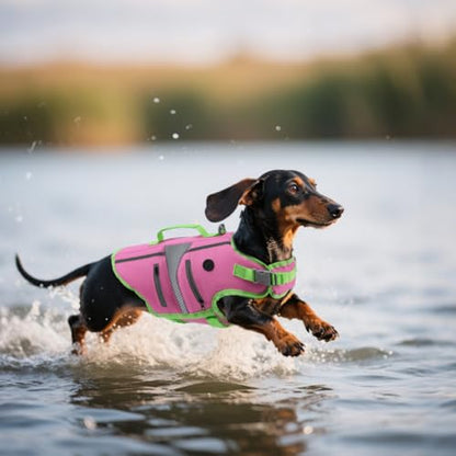 EMUST Dog Life Jacket,Dog Life Vest for Swimming,Small Dog Swim Vest,Lightweigth Adjustable Reflective Puppy Pet Float Life Preserver Vest,Pink,S - color: New Pink, size: S
