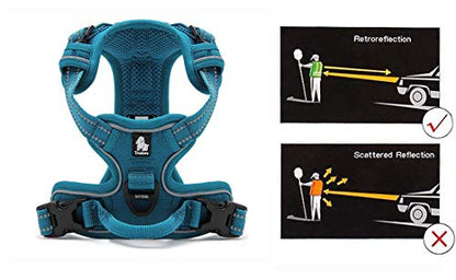 JUXZH Truelove No Pull Dog Harness with Easy Control Handle and 2 Leash Attachments,Reflective Adjustable Pet Vest - color: Teal Blue, size: X-small (Pack of 1)