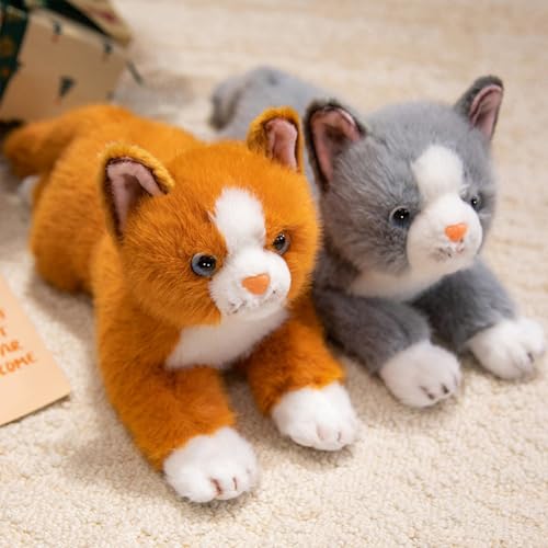 PEACH CAT Cat Stuffed Animal 15" Realistic Kitten Plushies Soft Plush Toys Gifts for Kids Orange - style: 15“ Orange Cat