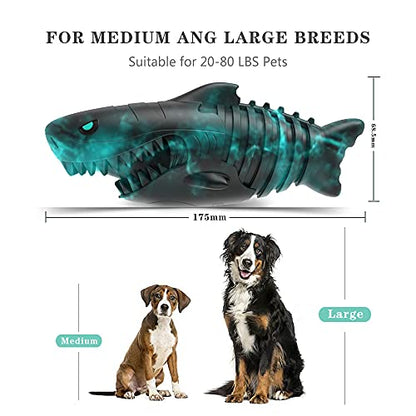 Dog Chew Toy for Aggressive Chewer Squeak Dog Toys for Medium Large Dogs,Dog Toothbrush 100% Natural Rubber Durable Toy with Unique Shark Design