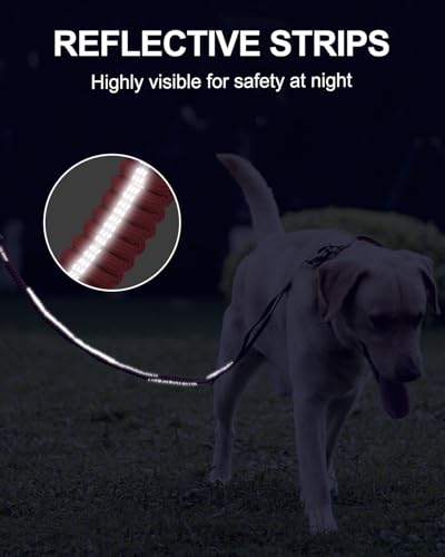 Joytale Tactical Dog Leash Heavy Duty, 4-6FT Shock Absorbing Bungee Lead with 2 Padded Handle, Metal Carabiner Clip, Car Seatbelt, Strong No Pull Leash for Medium Large X-Large Dogs, Hot Pink - color: Hot pink