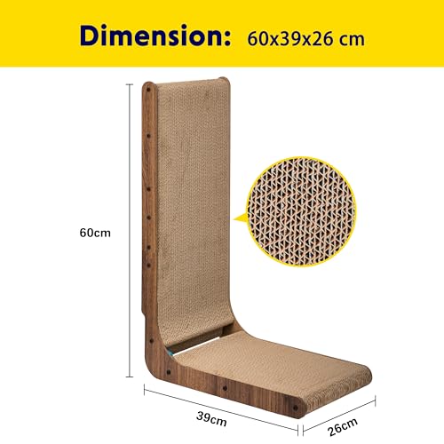 Fluffydream Cat Scratcher with Cat Toys Ball Track, Build-in Ball, L-Shaped Scratcher, Cardboard Lounge Bed, Stable and Durable, Furniture Protector, Reversible - color: L-Shape
