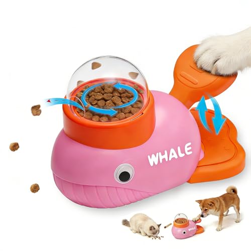 Whale-Shaped Dog Treat Dispenser - Interactive Dog Toys for Mental Stimulation, Slow Feeder Puzzle Toy for Small Medium Dogs & Cats, IQ Training Food Dispenser to Reduce Bloating & Boredom（Pink） - color: pink
