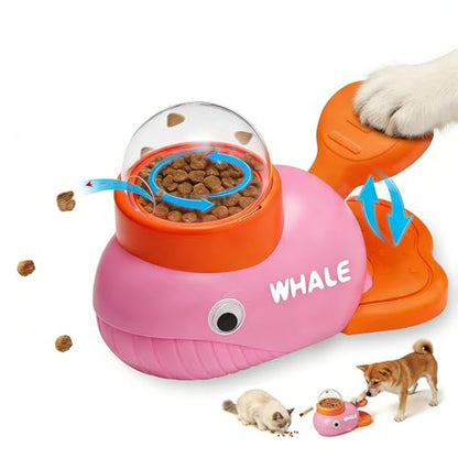 Whale-Shaped Dog Treat Dispenser - Interactive Dog Toys for Mental Stimulation, Slow Feeder Puzzle Toy for Small Medium Dogs & Cats, IQ Training Food Dispenser to Reduce Bloating & Boredom（Pink） - color: pink