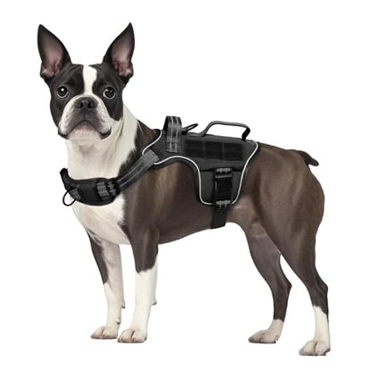 Small Dog Harness, Heavy Duty Tactical No Pull Dog Harness, No Choke, Easy On and Off Pet Vest with Molle System, Adjustable Reflective Dog Vest with Breathable Padded for Walking Hiking Training - color: Black, size: S(Neck:16-22",Chest:20-28"),18-35 lbs