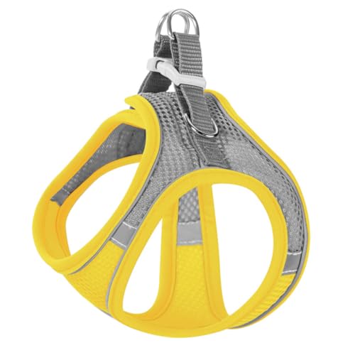 No-Pull Reflective Dog Harness Vest, Escape-Proof Padded Chest Strap for Large Cats Breathable Mesh & Quick Release for Small Dogs Cats - color: Yellow, size: XXXS