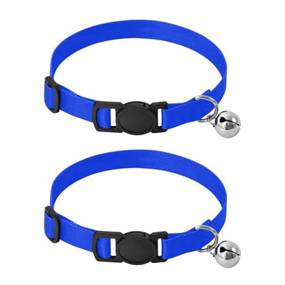 Ultramarine Adjustable Pet Collar, 2 Pack Small Dog Collar with Bell - color: Ultramarine
