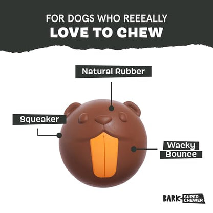Barkbox Ricochet The Nutria Dog Toy – All-Rubber Design with Fun Squeak, Perfect for Enthusiastic Chewers and Durable Playtime - style: Ricochet The Nutria
