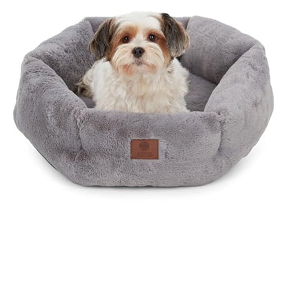 American Kennel Club Round Plush Dog Bed - 20" Cozy Donut Design for Small Pets, Ultra-Soft Washable Pet Bed with Non-Slip Bottom, Durable High-Loft Filling, Gray - color: Gray