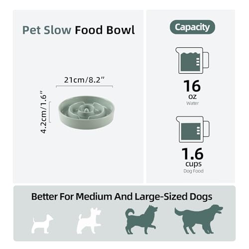 Havniva Ceramic Slow Feeder Dog Bowls, 1.6 Cups Dog Bowl Slow Feeding for Medium Breed, 8.2inch Puzzle Dog Food Bowl Slow Feeder Non-Slip Anti-Gulping and Anti-Choking Reduces Bloating - color: 1 x Light Green-A, size: 8.2inch