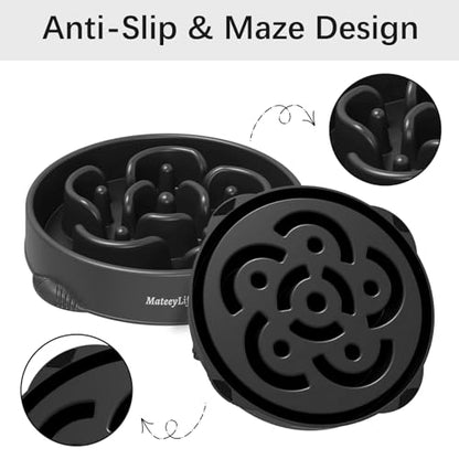 MateeyLife Large Slow Feeder Dog Bowls, Anti-Choking Puzzle Dog Food Bowls, Anti-Slip Interactive Feeding Slow Down Eating, Bloat Stop Maze Dishes for Large Breeds 4 Cups Black - color: H-Black, size: Large