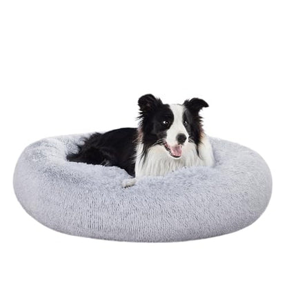 Amazon Basics Washable Donut Pet Bolster Faux Fur Bed with Removable Cover, Anti-Slip Bottom for Dog, Grey, 36" x 36" - color: Grey, size: 36" x 36"