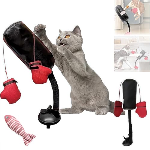 Cat Punching Bag Toy – Interactive Cat Boxing Toy with Springy Bobbing Action, Suction Cup Base, Indoor Kitten Exercise and Fun Activity Cats Boxing (1PC) - color: 1PC