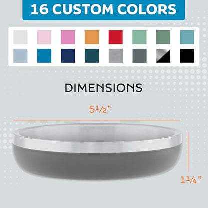Master Pet Supply Stainless Steel Cat Bowls - 9 oz Heavy Duty - Graphite, Double Wall Extra-Thick Insulated, Non-Slip Pet Water Bowl for Cats & Pets, Anti Rust Metal, Dishwasher Safe - color: Graphite