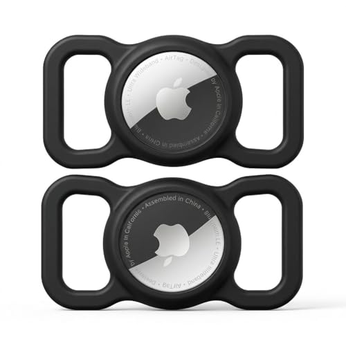 for AirTag 1st & 2nd Generation Holder[2 Pack] Waterproof High-Strength Elastic Silicone AirTag Dog Collar Holder (2xBlack) - color: 2xBlack