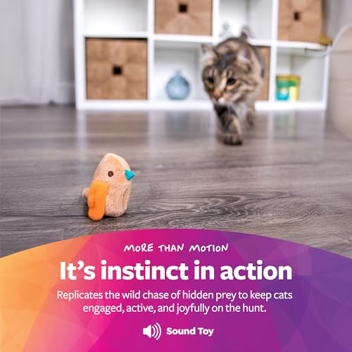 SmartyKat Chickadee Chirp Electronic Sound Cat Toy, Contains Catnip, Battery Powered - Light Brown, One Size - size: One Size, style: Chickadee Chirp